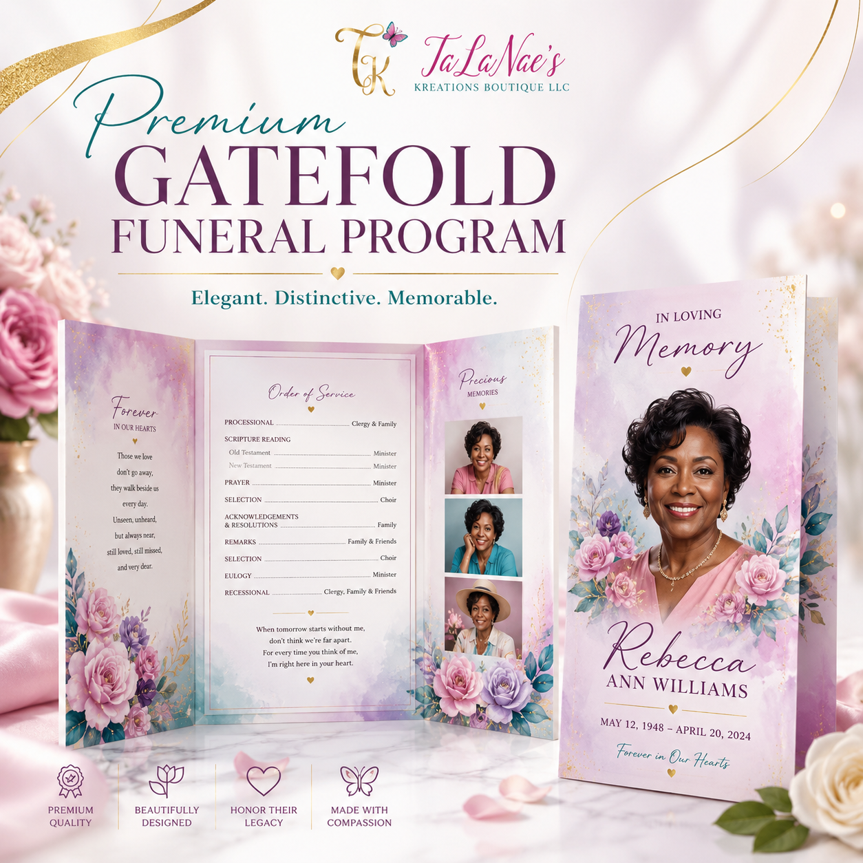 Premium Gatefold Funeral Program – 11 × 17