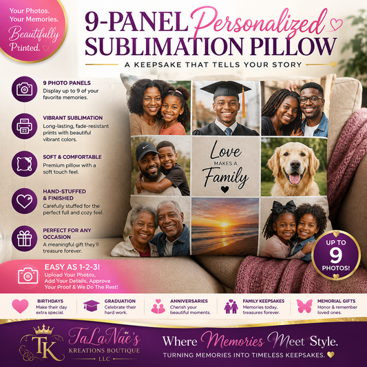 9-Panel Personalized Sublimation Pillow