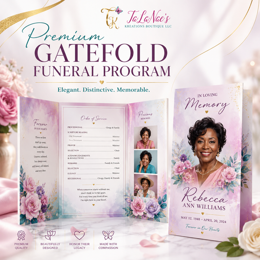 Premium Gatefold Funeral Program – 11 × 17