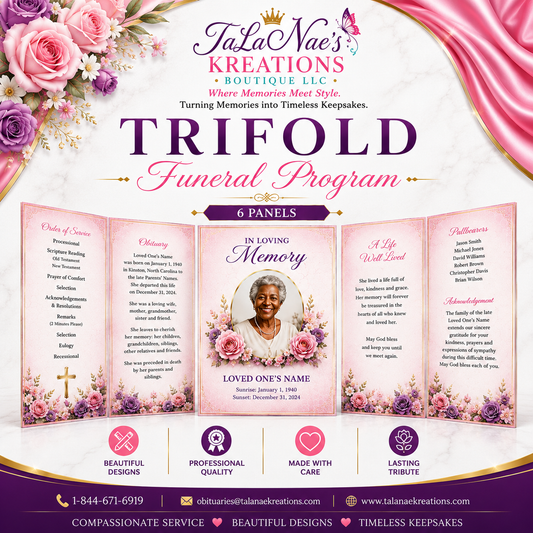 Custom Trifold Funeral Programs | We Design and Print