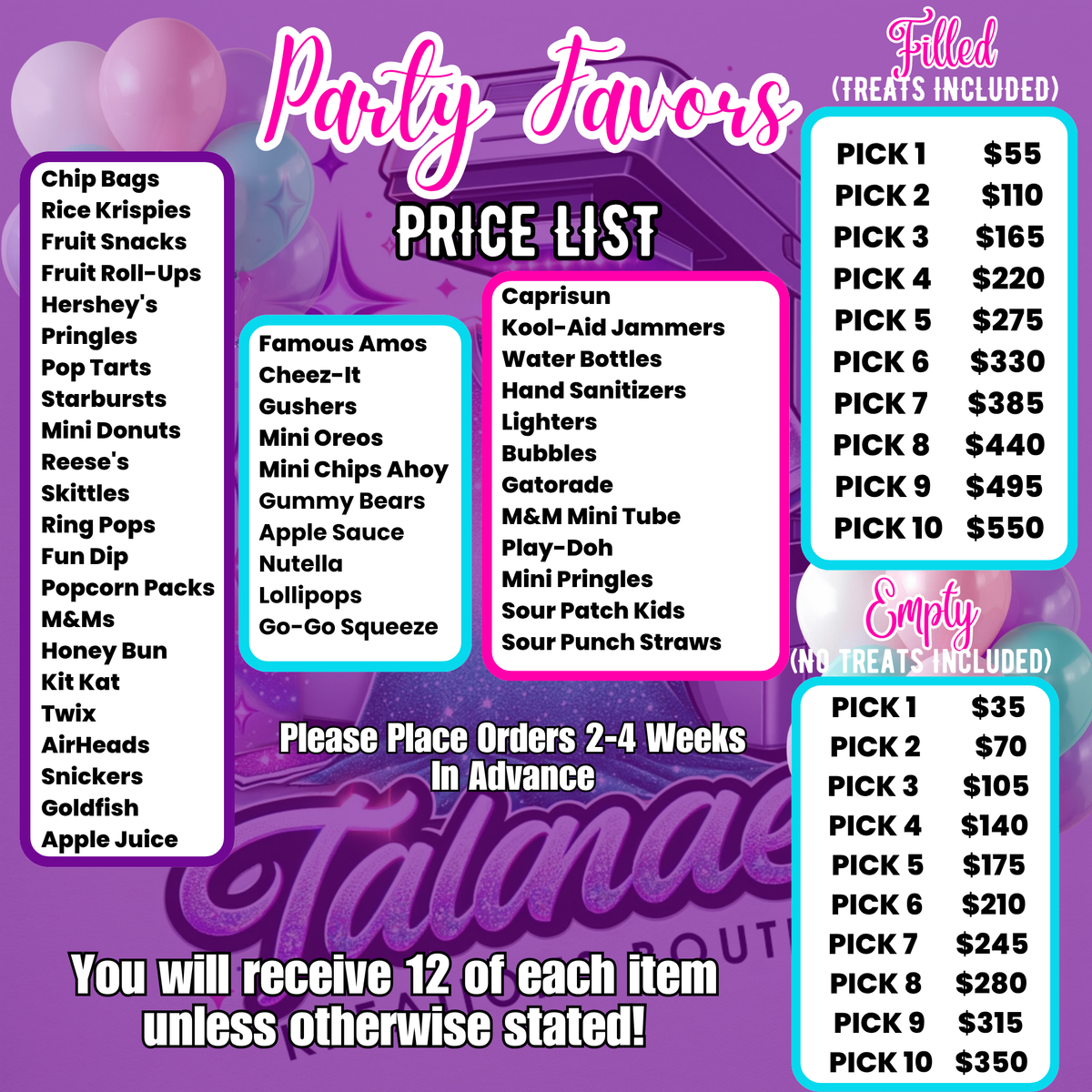 Custom Party Favor Bundle – Personalized Treats for Any Celebration