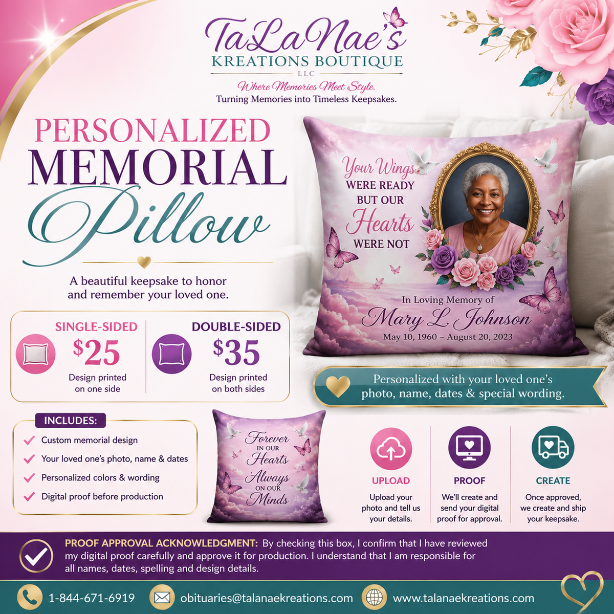 Custom Memorial Pillow – Personalized Photo Tribute Keepsake