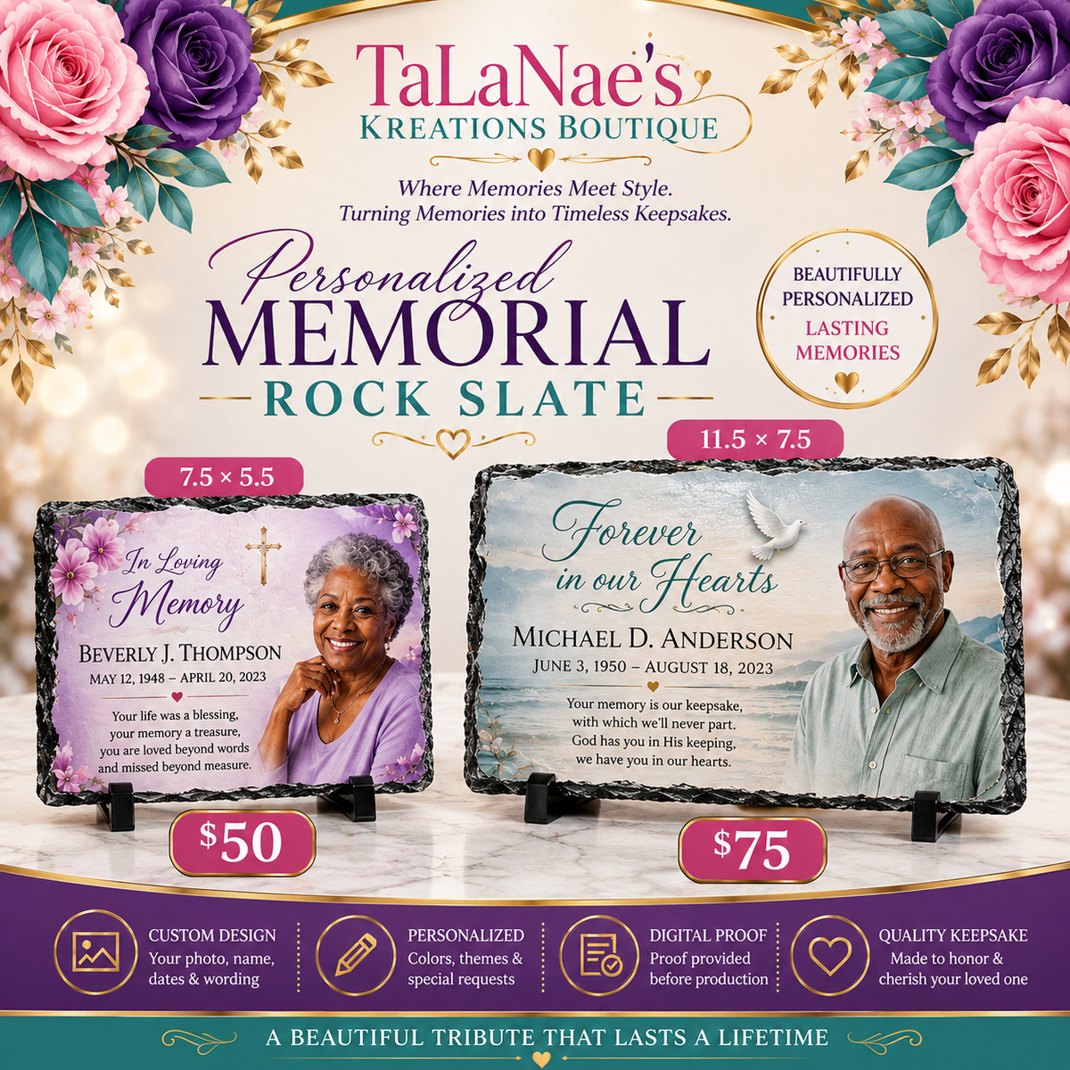 Custom Rock Slate - Personalized Sublimation Stone Memorials & Gifts