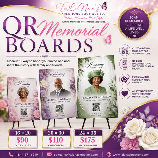 Custom Memorial QR Board – Personalized Tribute Keepsake