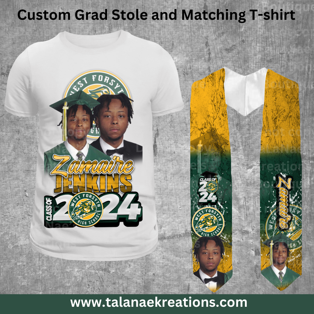 Custom Grad Stole and Matching T-Shirt